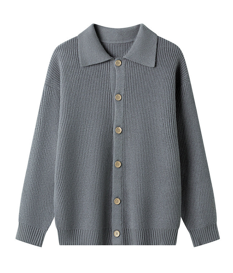 Damen Gemusterte Strickjacke mit Kragen und Knopfleiste Amawinc