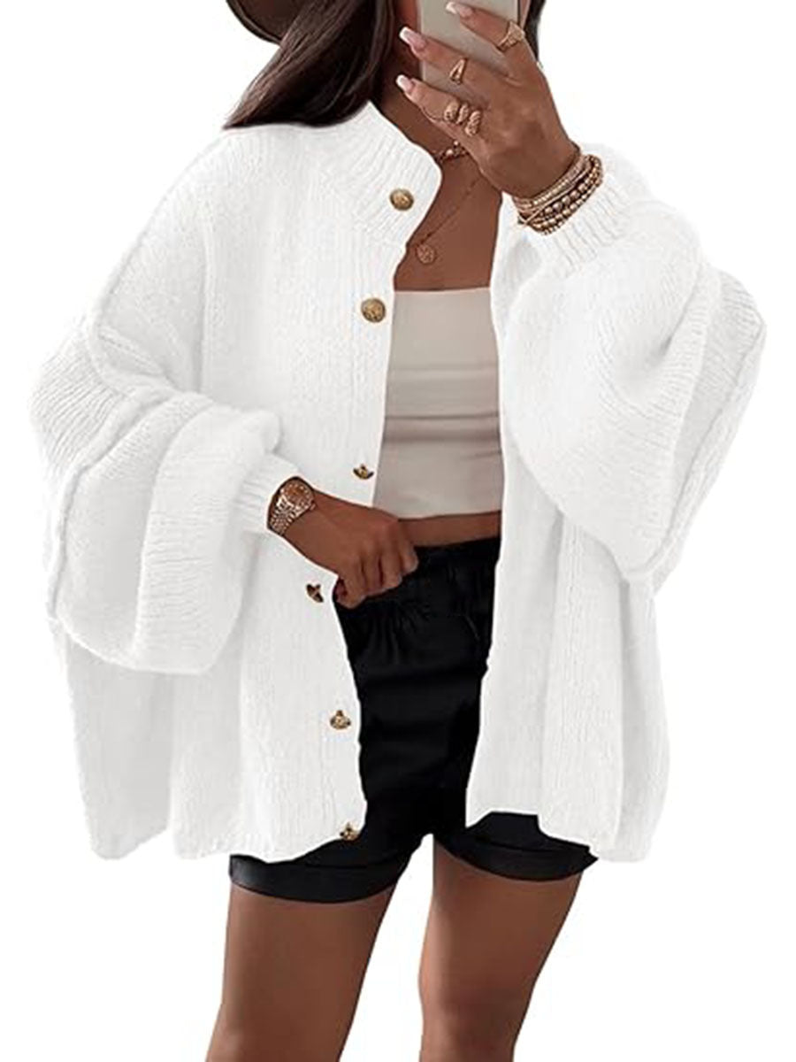 Damen Flauschige Strickjacke mit überschnittenen Schultern Amawinc