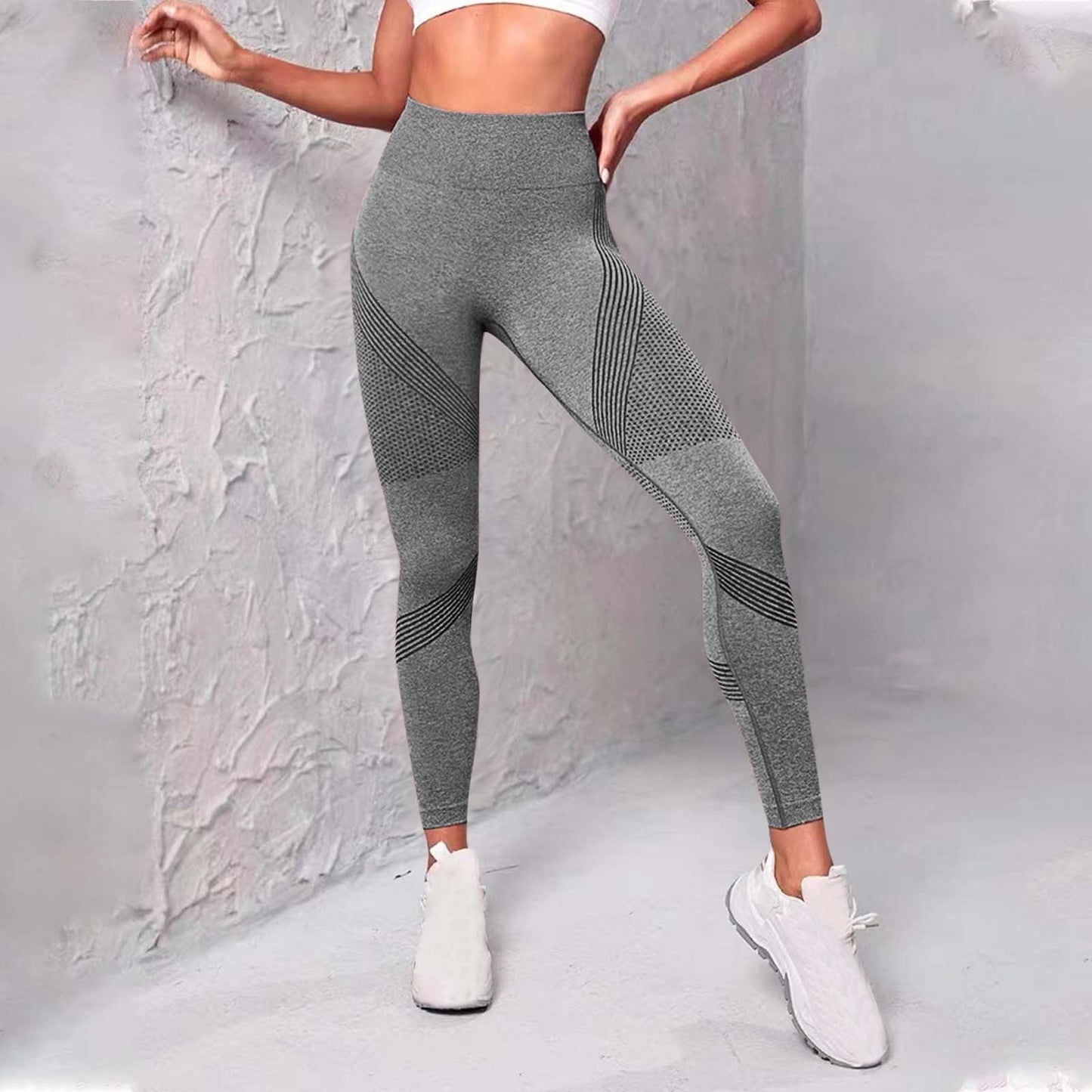 Damen Hochwertige Sportleggings mit atmungsaktiven Mesh-Einsätzen und nahtlosem Design Amawinc