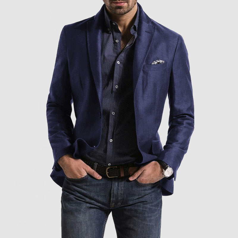 Veste Blazer Homme Slim Fit En Mélange Laine À Simple Boutonnage Revers Classique Pour Tenue Formelle Et Décontractée
