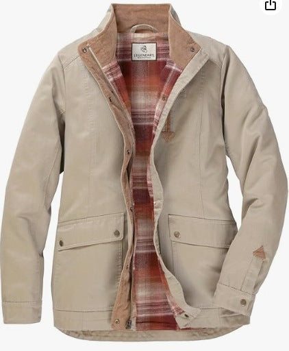 Damen lässige Utility-Jacke mit Karo-Innenfutter Amawinc