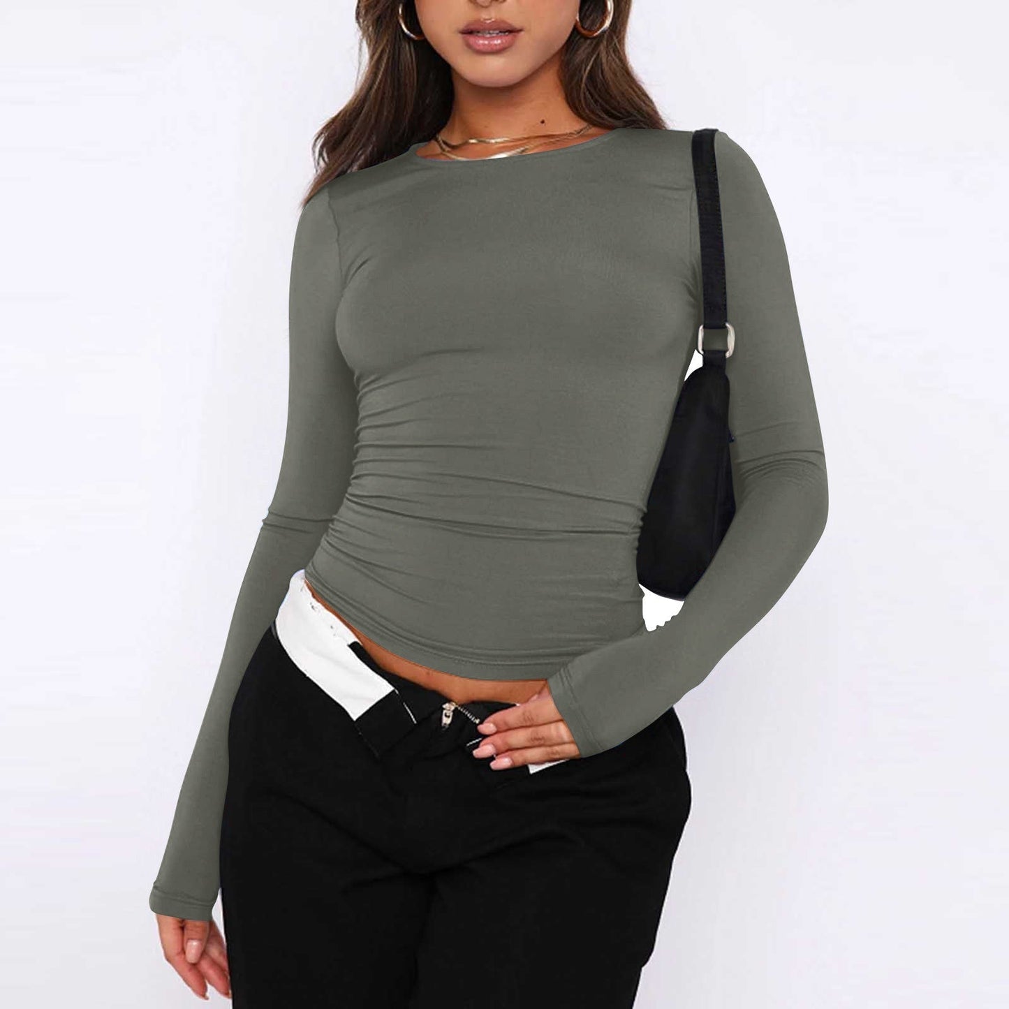 Benke Damen T-Shirt, unifarben, Rundhals, Langarm