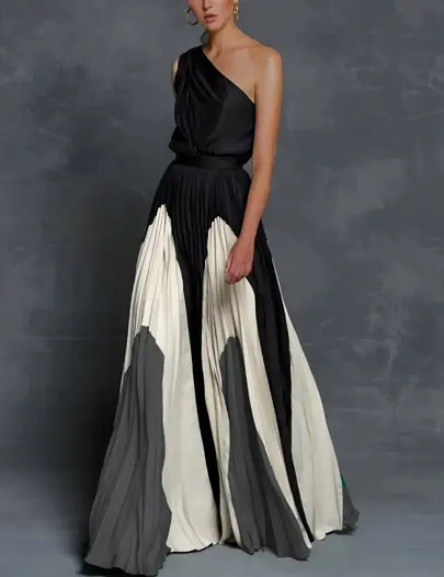 Robe Maxi Asymétrique À Une Épaule Pour Femmes Élégante Et Fluide Pour Événements Formels