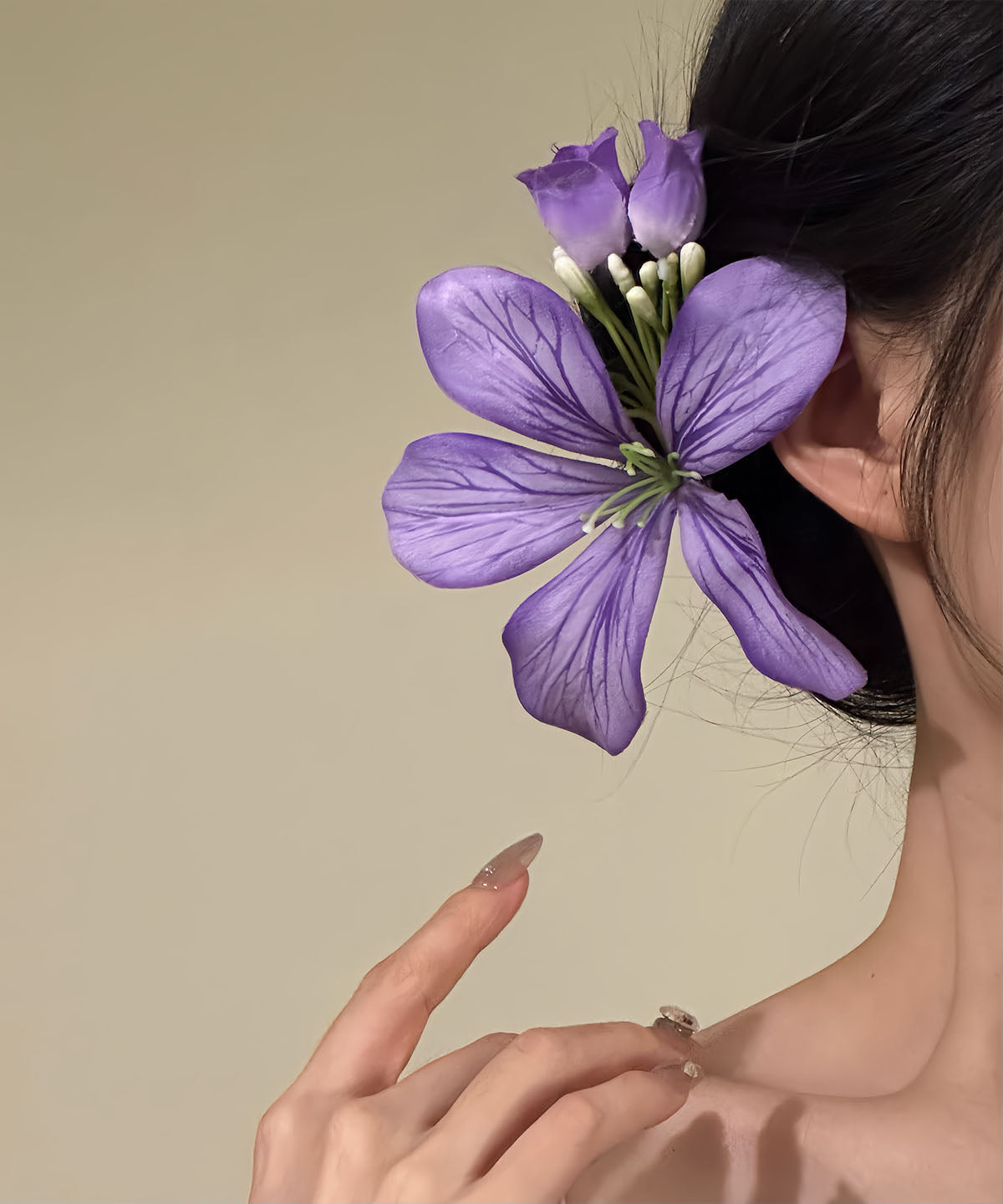 Épingle à cheveux florale en métal violet au design original - Amawinc