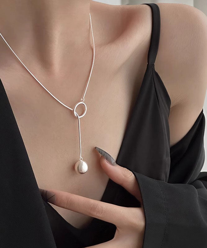 Collier pendentif boule en soie et argent sterling, design original - Amawinc