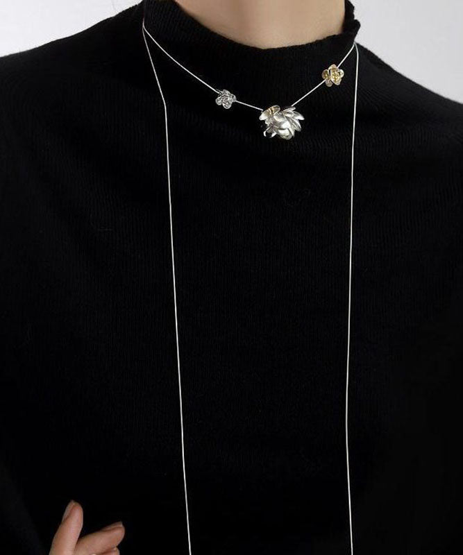 Collier médaillon original en argent sterling blanc avec fleur de camélia - Amawinc