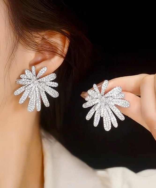 Boucles d'oreilles à tige surdimensionnées en soie, cuivre et zircon, motif feux d'artifice - Amawinc
