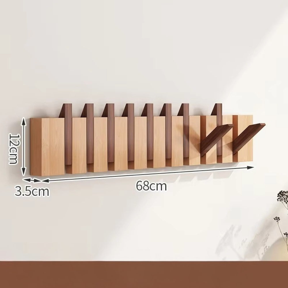 Porte Manteau Mural En Bois Moderne Avec Crochets Pliables Pour Entrée Et Rangement Élégant