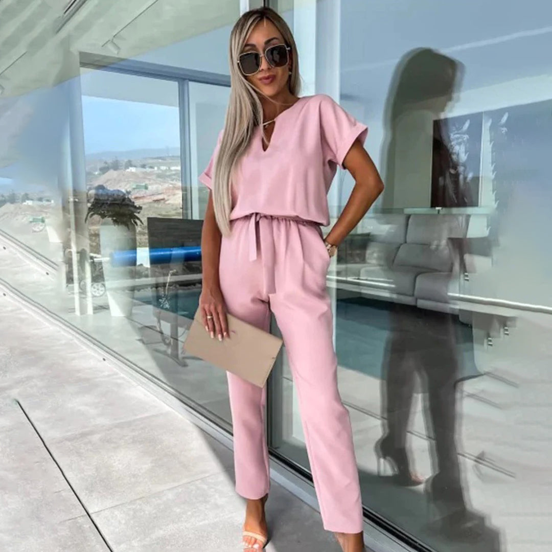 Combinaison Femme Élégante Manches Courtes Taille Élastique Confortable Pour Amawinc