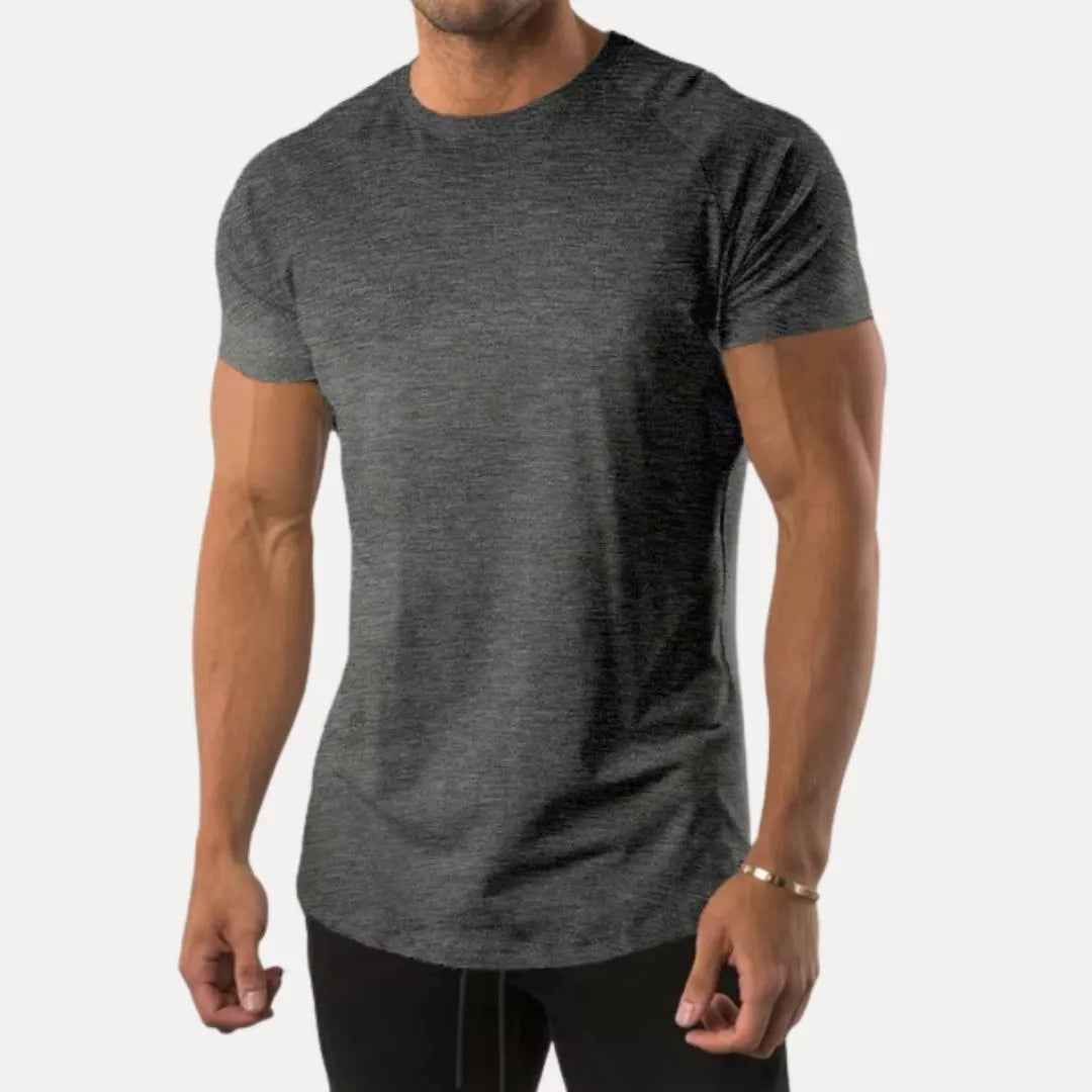 Amawinc Premium T Shirt Homme Muscle Fit Athlétique Évacuation Transpiration Mélange Coton Stretch