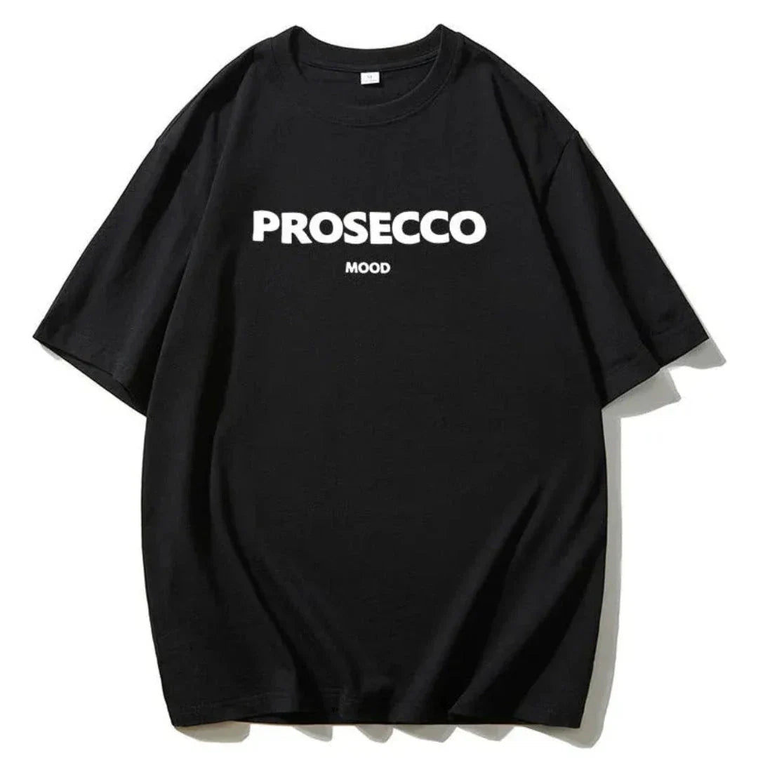 Tee Shirt Oversize Prosecco Mood À Message Décontracté Et Ultra Branché En Coton Confortable