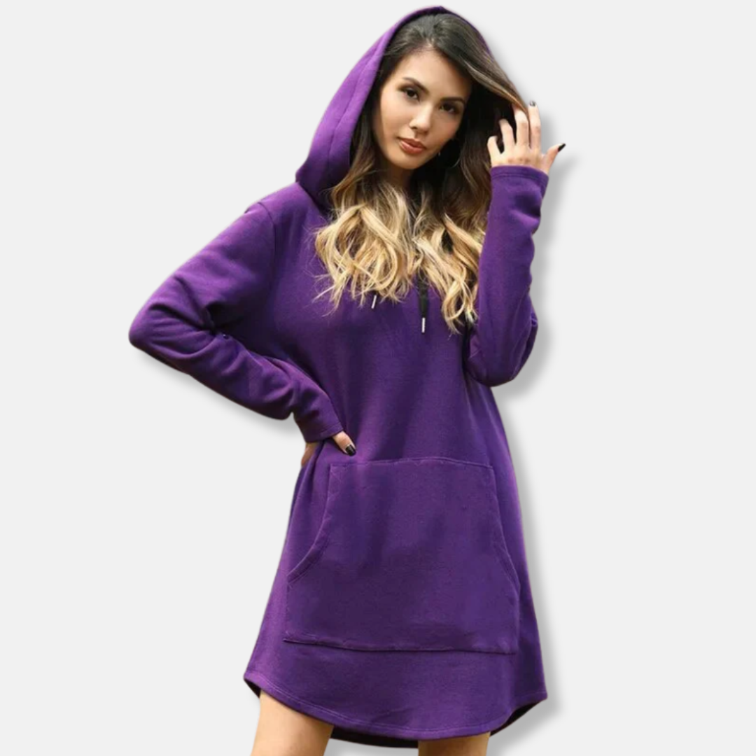 Robe À Capuche Pour Femme Décontractée En Mélange De Coton Avec Poches Et Manches Longues Nordisk Flair