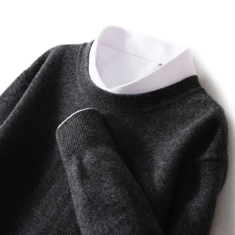 Pull Homme PureWool Amawinc Encolure Ronde En Tricot Chaud Et Durable Pour Usage Quotidien