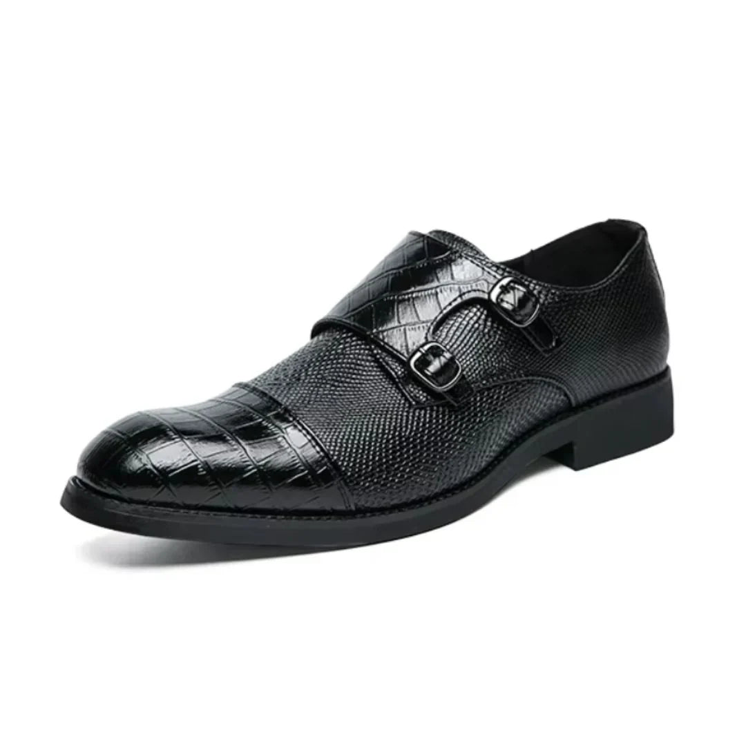 Rafe Astor Chaussures Monk Strap Texture Reptile Fausse Et Panneau Bleu Avec Détails Tissés Pour Élégance Distinctive