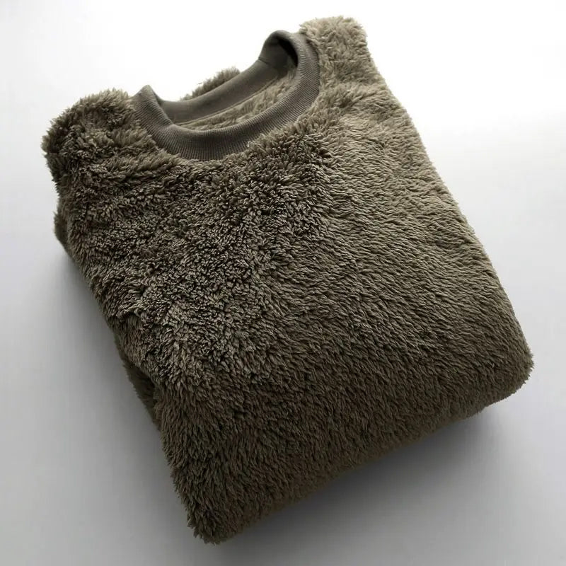 Pull Polaire Chaud Texturé Décontracté Premium À Col Côtelé Pour Le Quotidien Confort
