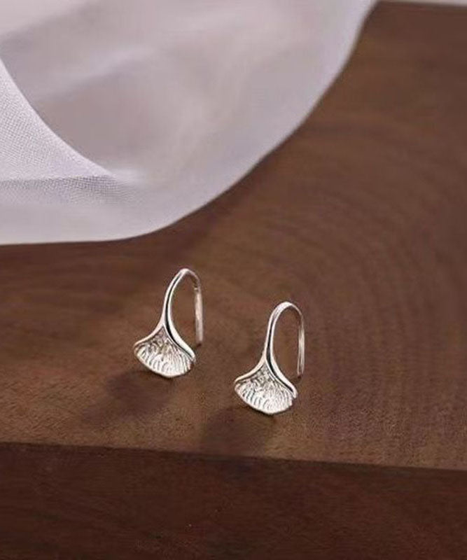 Boucles d'oreilles créoles rétro en argent sterling et soie avec feuilles - Amawinc