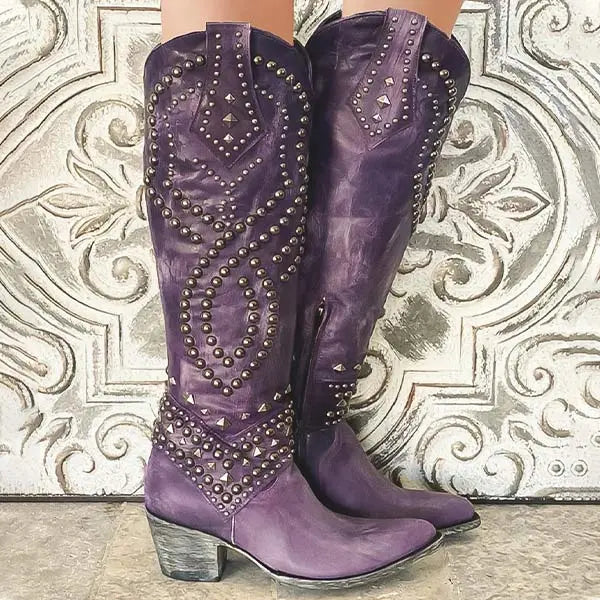Bottes Femme À Talon Long Avec Rivets Chic Et Polyvalentes Pour Jour Et Nuit Amawinc Pour Toutes Occasions