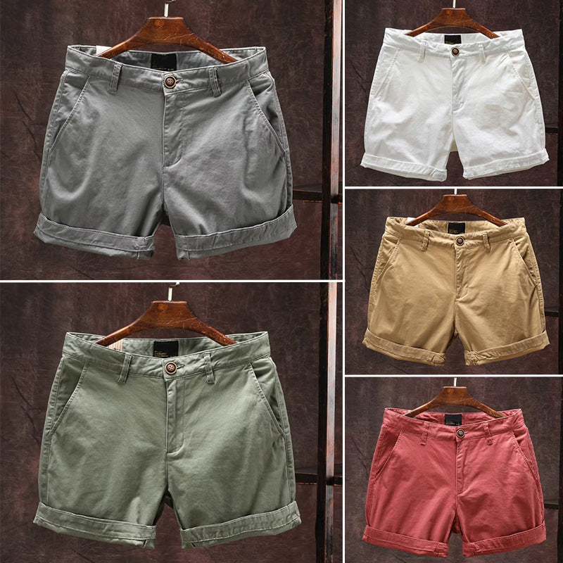 Roberto Russo Shorts D'Été Classiques Décontractés En Coton Doux Avec Zip Et Ceinture Disponible En 5 Couleurs