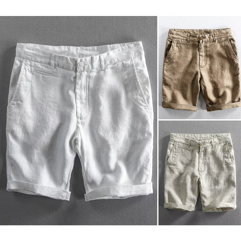Shorts Roberto Russo Coastal Line en Lin Mélange Respirant Léger et Confortable Pour Été Trois Couleurs