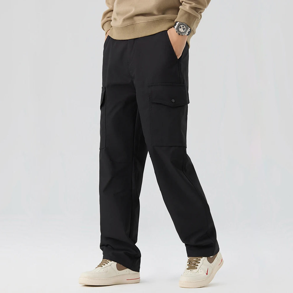 Pantalon Cargo Homme Coupe Décontractée Mélange Coton Multi Poches Genoux Articulés Durable Extérieur
