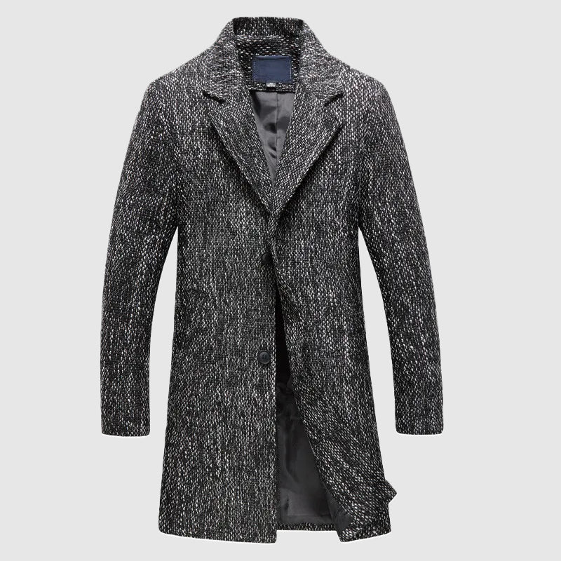 Manteau En Laine Pour Homme Nordisk Flair Avec Coupe Ajustée Et Revers À Entaille Mi Long Formelle