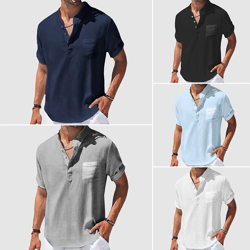 Chemise Henley Sunwalk Roberto Russo Décontractée Pour Temps Chaud Avec Manches Courtes