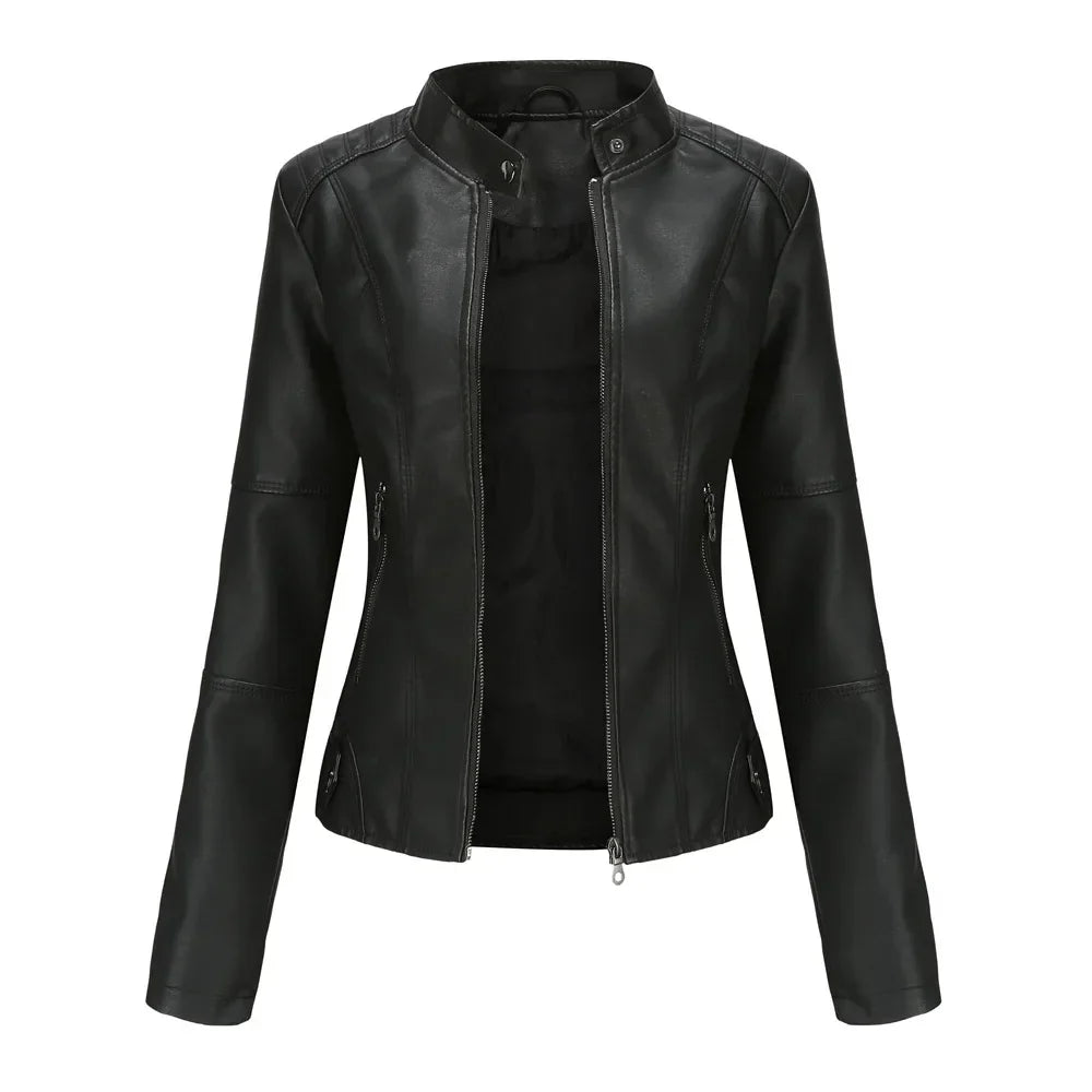 Veste Motard Femme en Cuir Premium Résistant à l eau Slim Fit Mia Chic pour Look Urbaine Audacieux