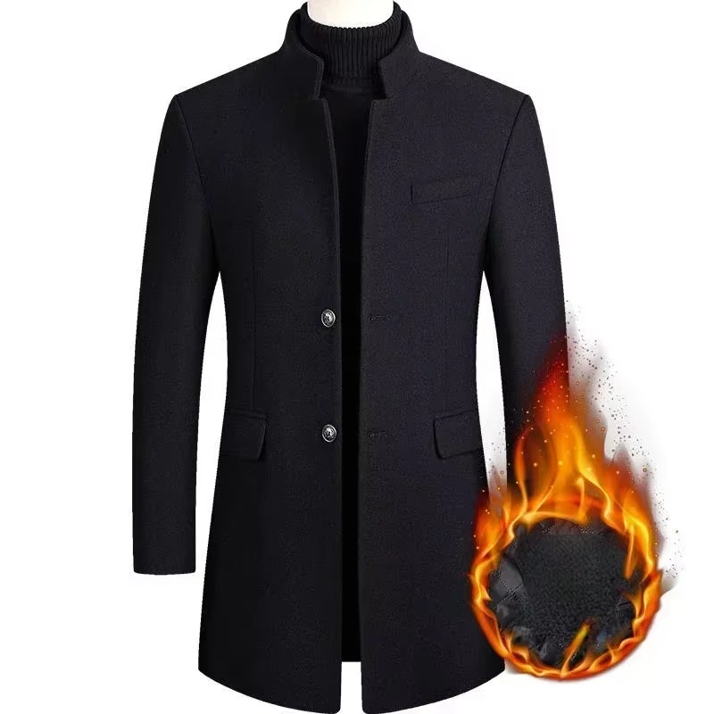Manteau Trench Long En Laine Mélangée Pour Homme Bourgogne Chaleur Et Style Sophistiqué Pour Automne Et Hiver