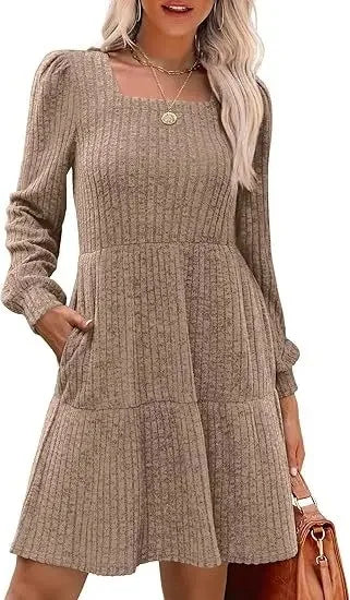 Robe Mini Élégante Emma Amawinc Encolure Carrée Pour Femme Élégance Intemporelle Et Confort Moderne