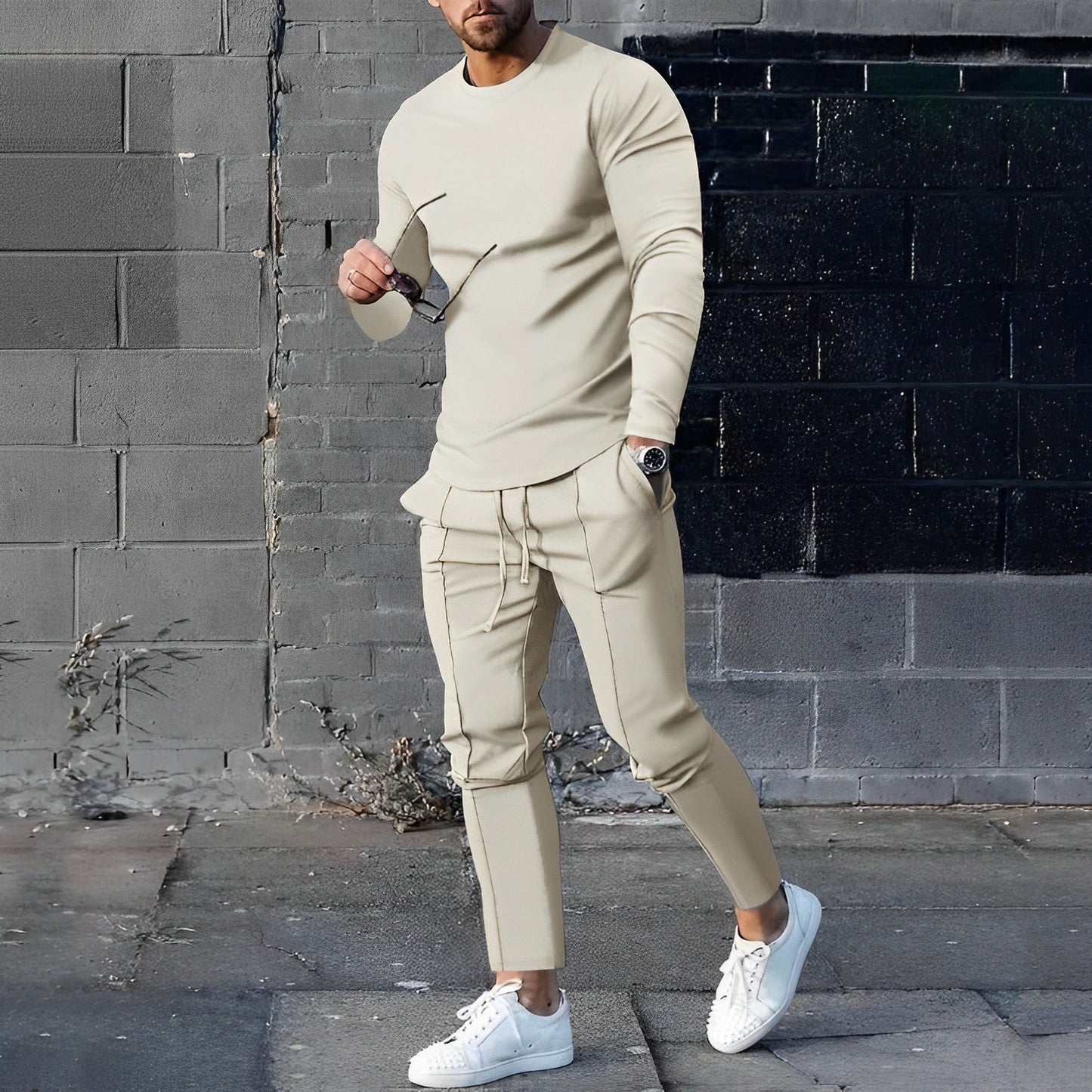Ensemble Deux Pièces Décontracté Pour Homme James Avec Haut À Manches Longues Et Pantalon Jogger Amawinc