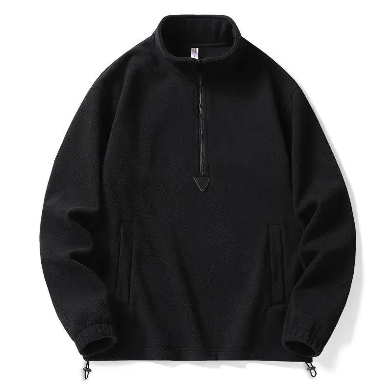Pull Polaire Coast Coupe Vent Respirant Col Montant Fermeture Zip Quart Poches Kangourou Cordon Ourlet Décontracté