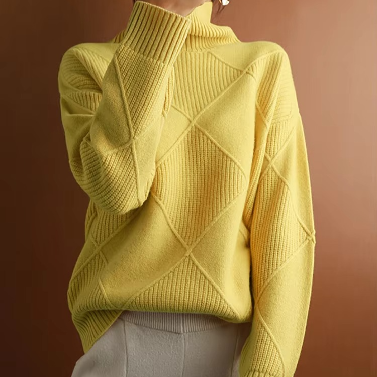 Pull En Maille Oversize Col Roulé Femme Manche Longue Uni Chaud Et Confortable Pour Automne Hiver