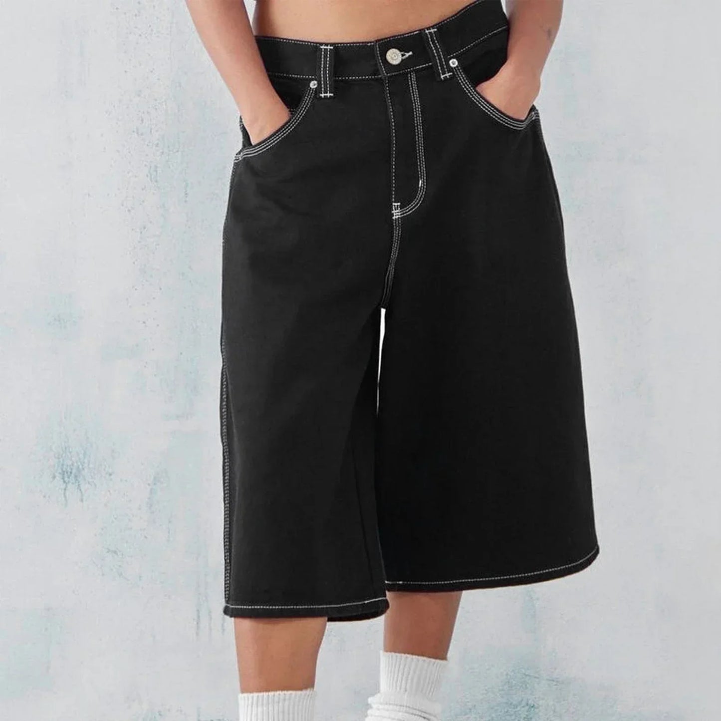Shorts Denim Coupe Large Pour Homme Pulse Drift Avec Coutures Durables Et Design Classique À Cinq Poches