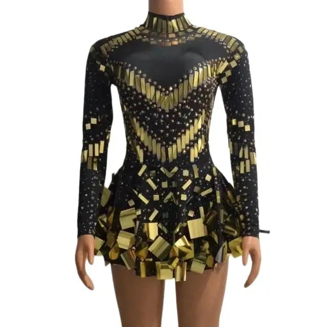 Fudus schwarzes Stretch-Partykleid für Bühne und Tanz