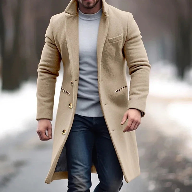 Manteau Long Pour Homme Gris Clair Tailoré William Hiver Pour Tenue Formelle Et Décontractée