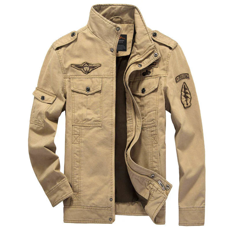 Veste Cargo Pour Homme En Coton À Coupe Structurée Avec Col Debout Et Poches Utilitaires Polyvalente