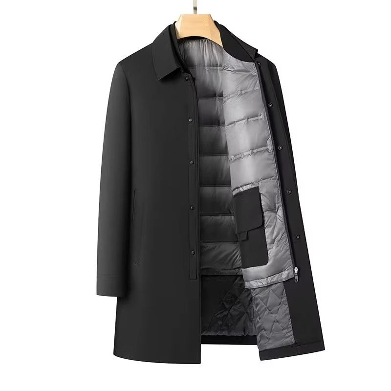 Amawinc Doudoune Homme Mi Longue Avec Doublure Peluche Et Couche Intérieure Amovible Pour Hiver