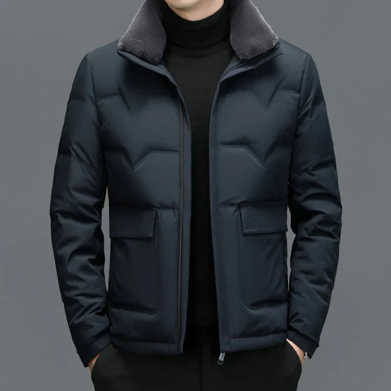 Veste Bastian Manteau Avec Col En Duvet Blanc Amovible Pour Hiver Chaleur Confortable Et Equilibre Casual Professionnel