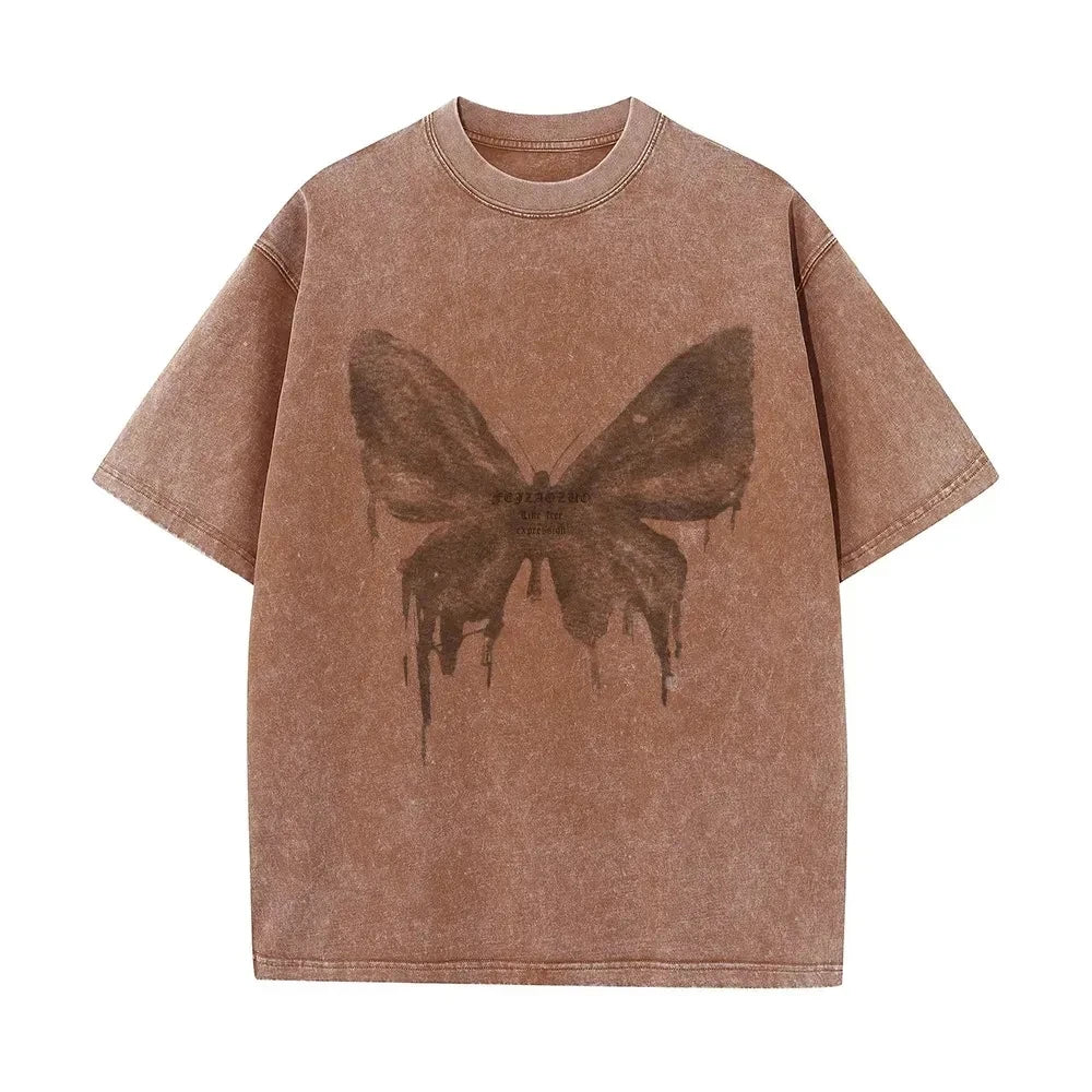 Ikigai T Shirt Coton 240G Acid Wash Vintage Oversize Teinte Terre Confort Haut De Gamme