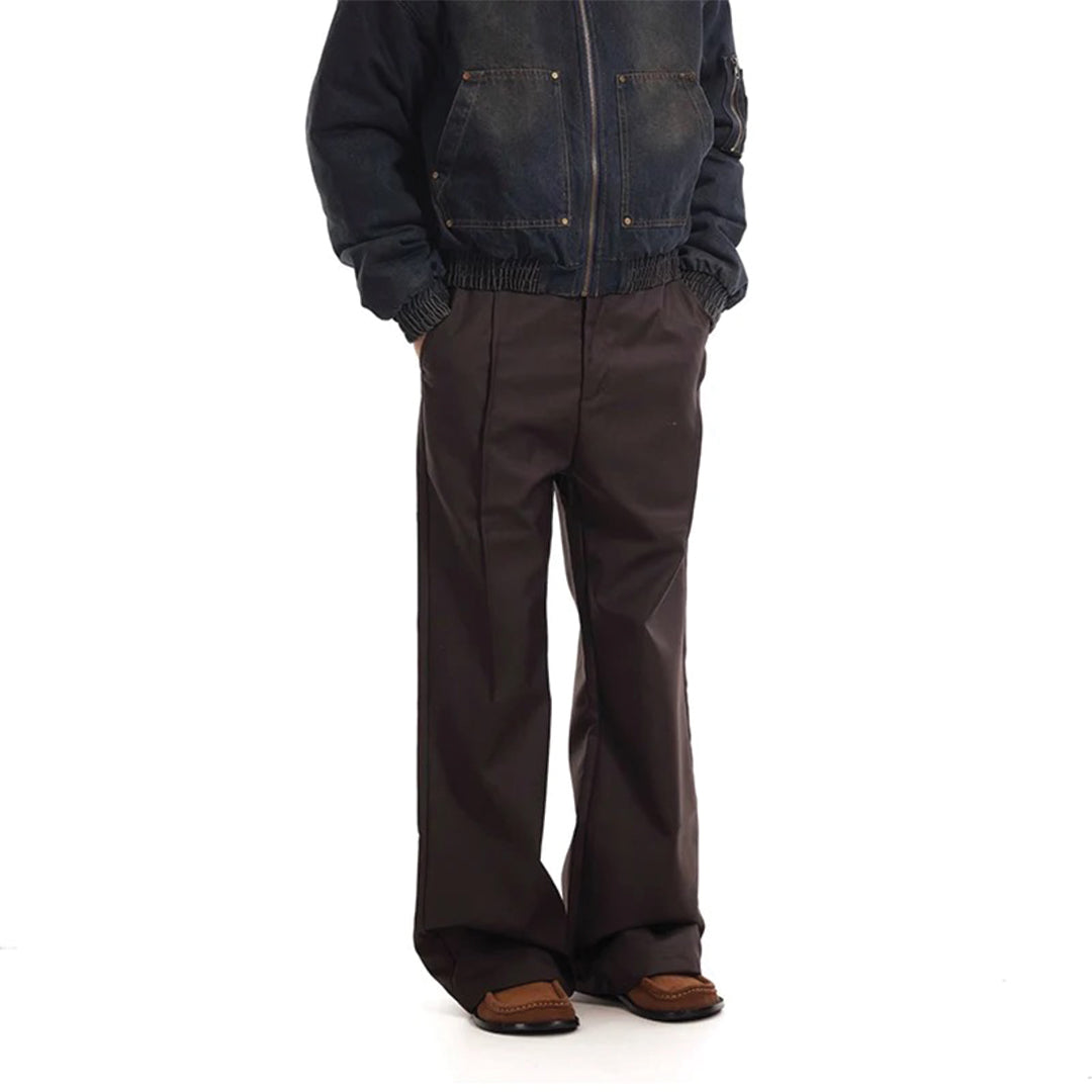 Deck Pantalon Évasé À Plis En Coton Et Polyester Avec Fermeture Zip Décontracté Et Raffiné