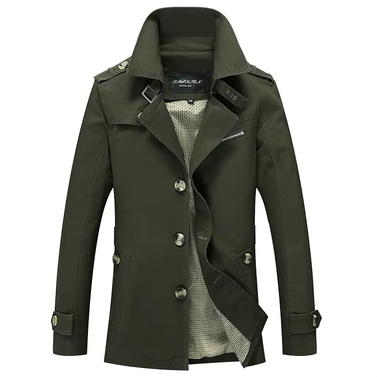 Trench Coat Classique Pour Homme À Simple Boutonnage Polyvalent Pour Bureau Et Toutes Saisons
