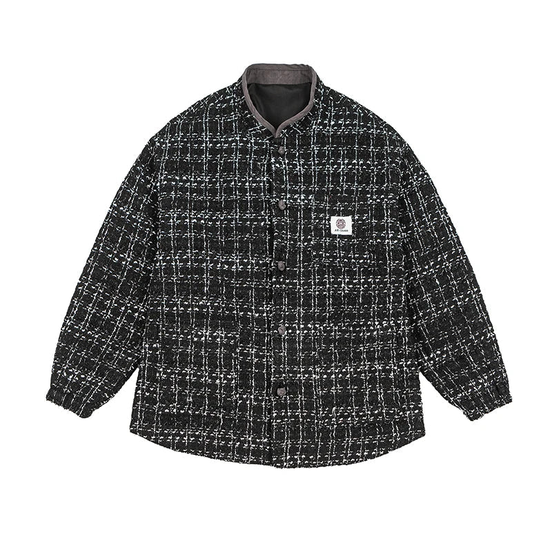 Veste Tweed Akira Inspirée Est Asiatique Silhouette Boxy Noeuds Pankou Avec Textures Riches