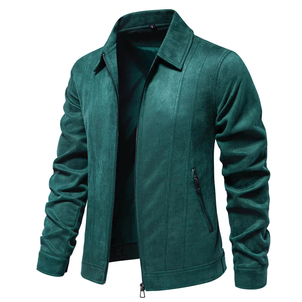 Veste En Daim Classique Avec Fermeture Éclair Et Coupe Décontractée Idéale Pour Superposer