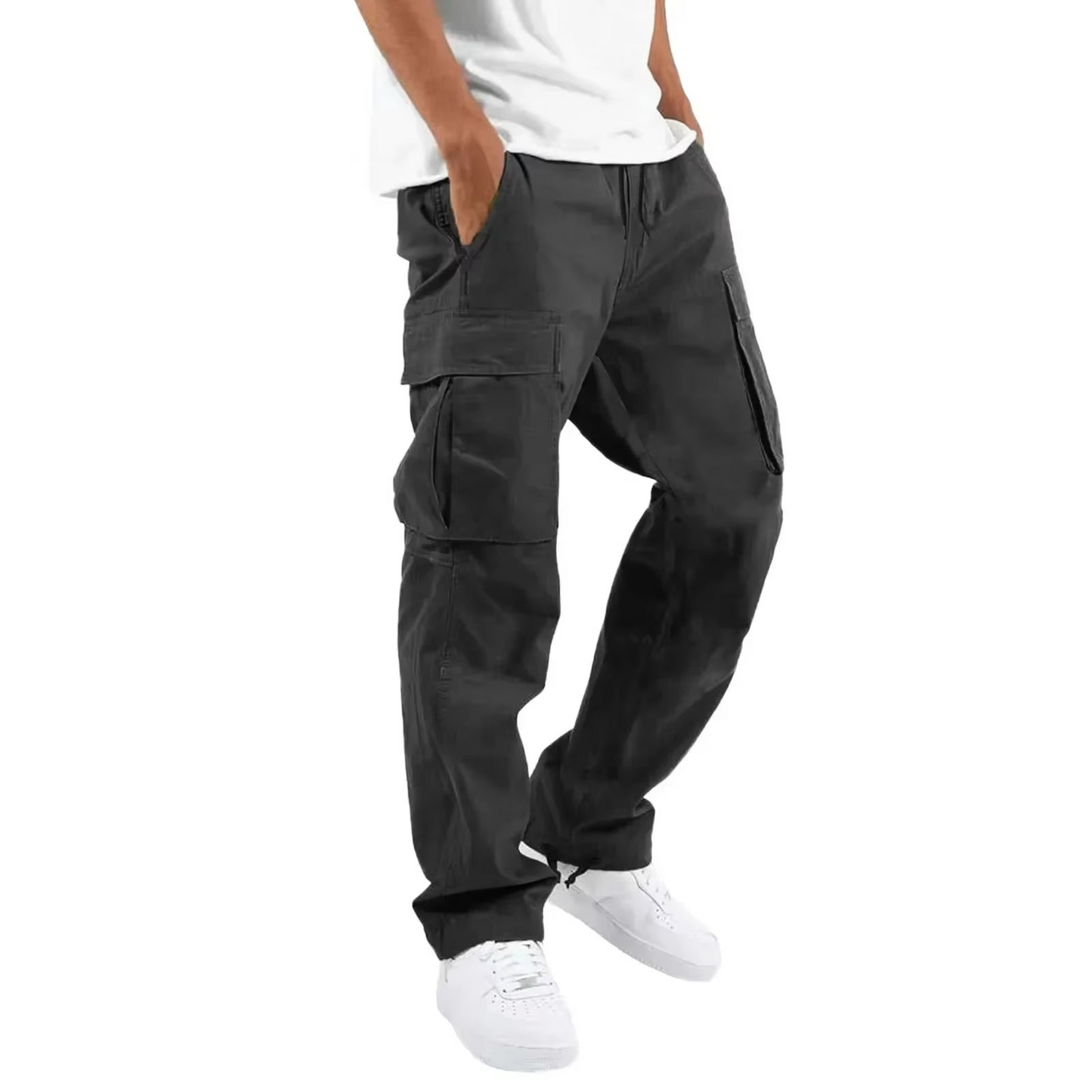 Pantalon Cargo Homme 2025 Uni Avec Poches Multiples Et Cordon Ajustable Pour Confort Quotidien