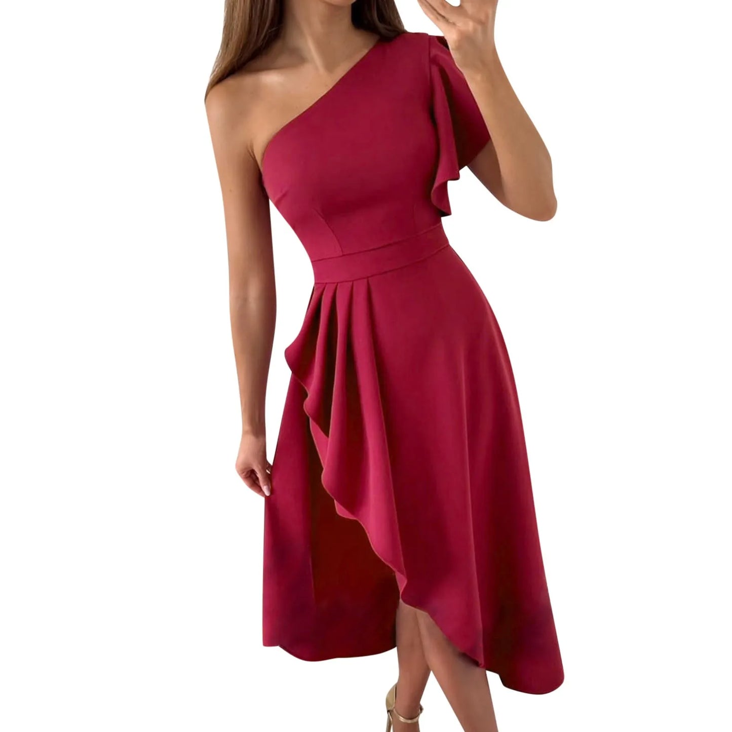 Robe Asymétrique À Une Épaule Pour Femmes Coupe Élégante Idéale Pour Fêtes Parties Et Événements Formels