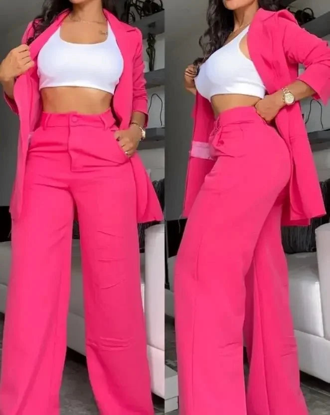 Avelena Damen-Zweiteiler: Elegantes, legeres Kostüm mit Blazer und Hose