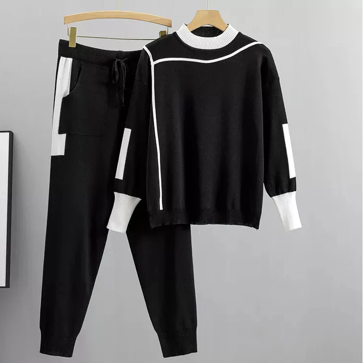 Kaitlyn Ensemble Décontracté Pull Tricot et Pantalon Jogger Femme Confort et Élégance