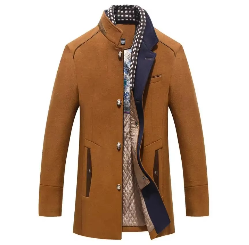 Manteau Long En Mélange De Laine Avec Col Écharpe Pour Automne Et Hiver Par Amawinc