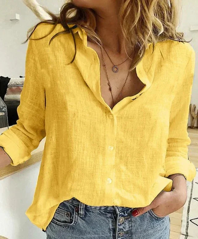 Baumwoll-Leinen Langarmshirt Maelyn: elegant und lässig für Damen