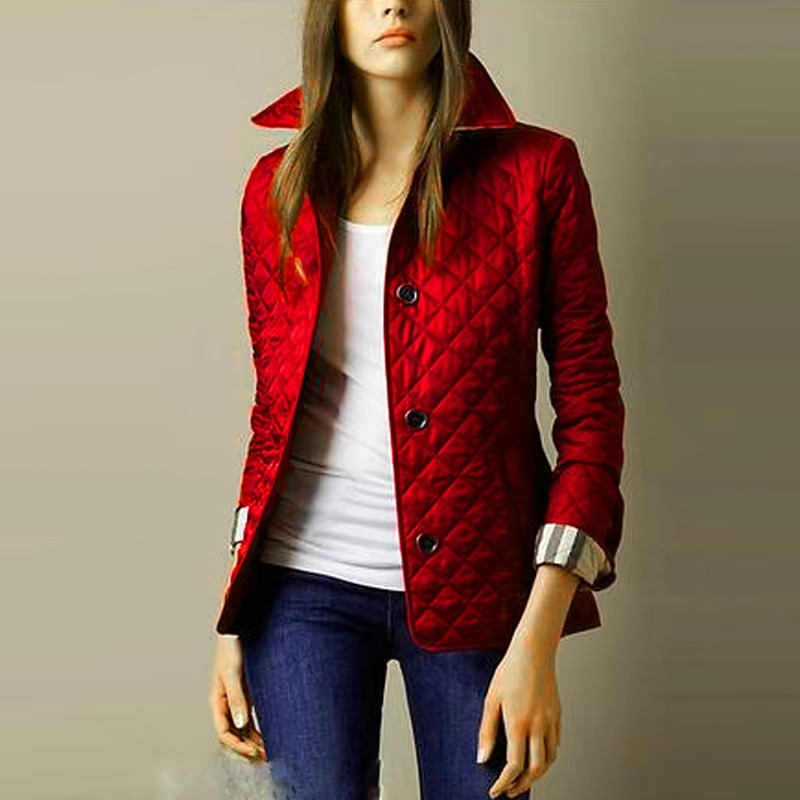 Manteau Hiver Femme À Revers Slim Cintré Avec Poches Rembourrage En Coton Pour Ambiance Quotidienne